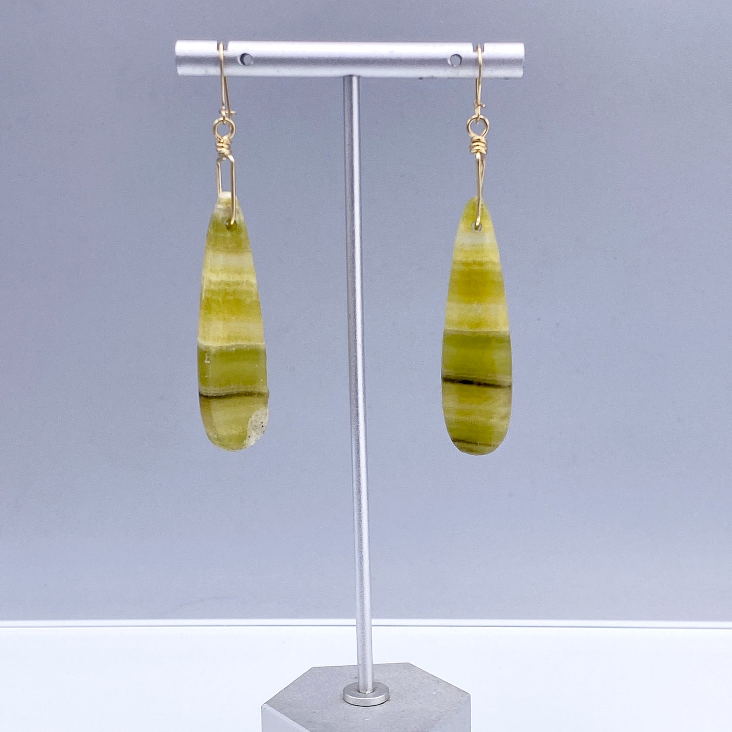 Yellow Fluorite gemstone Drop Earrings