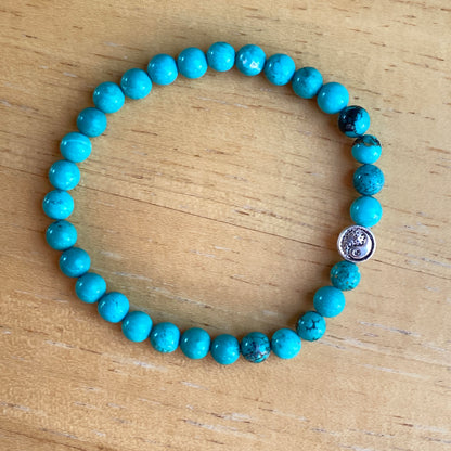 Turquoise and Pewter Yin Yang Bracelet