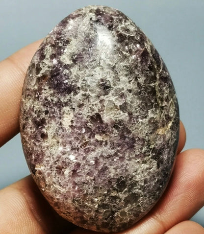 Natural Lepidolite Lithium Mica Polished Palm Stone