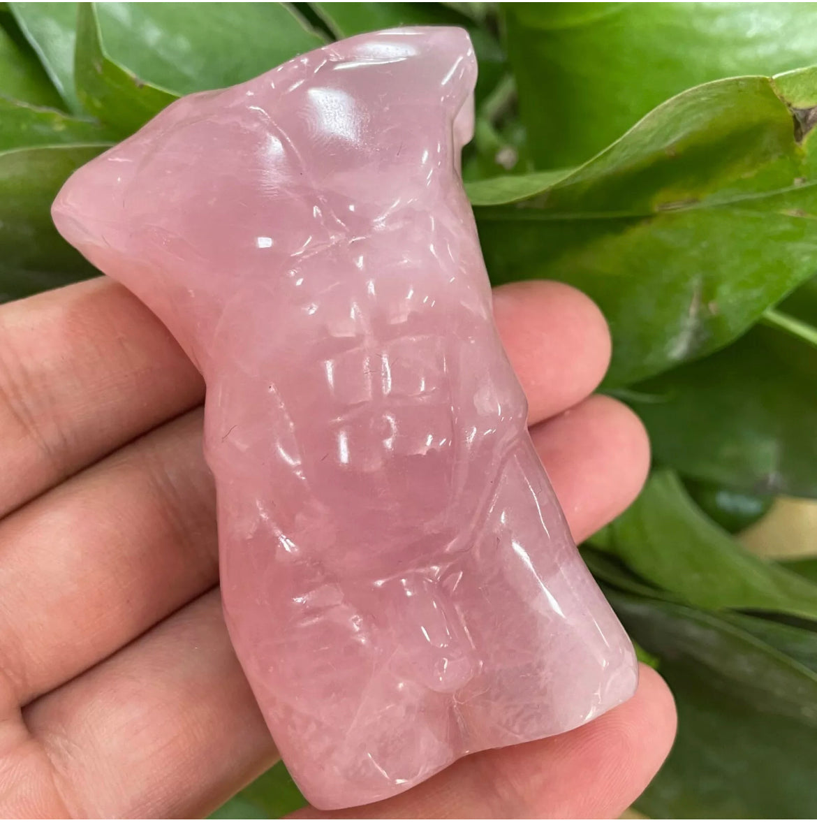 Genuine Natural pink rose quartz male model carved crystal