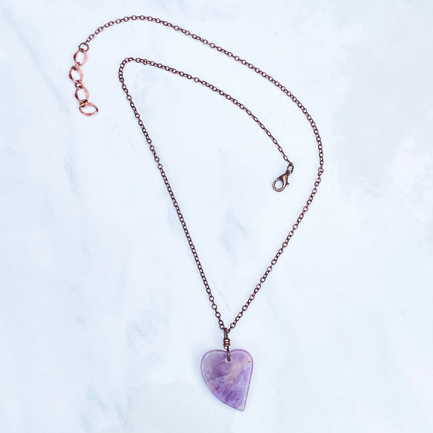 Amethyst Heart on Copper Chain