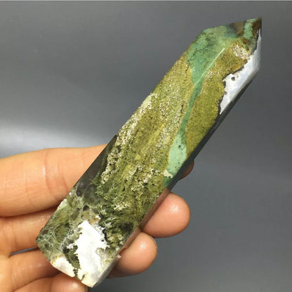 Natural moss agate gemstone Tower point wand