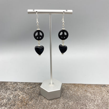 Peace and Hearts Gemstone Earrings