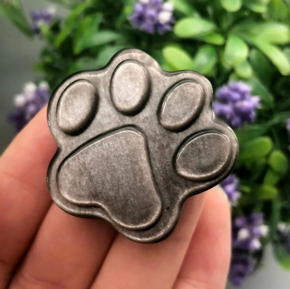 Silver obsidian dog cat paw