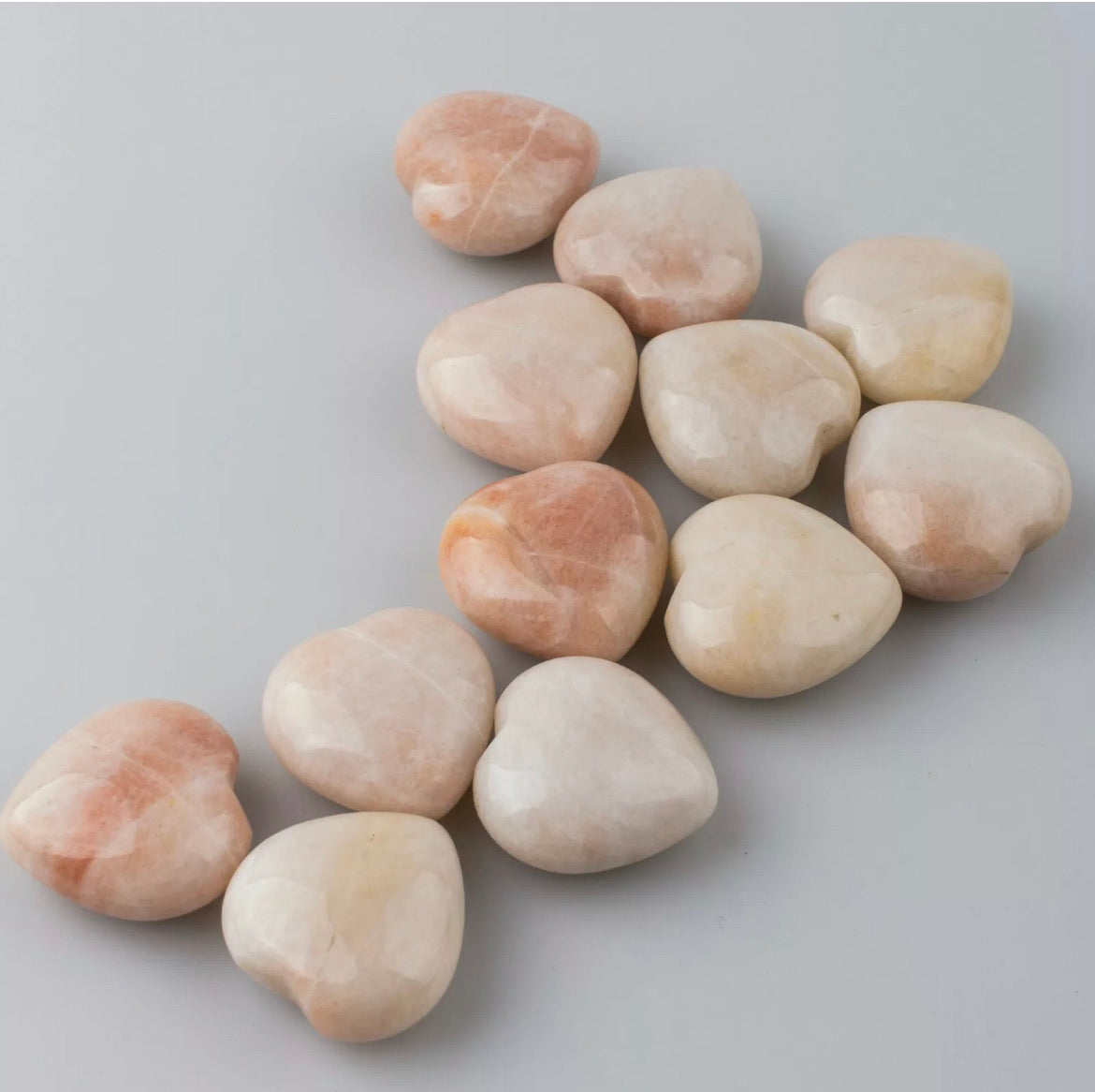 Peach red Jasper heart palm stone