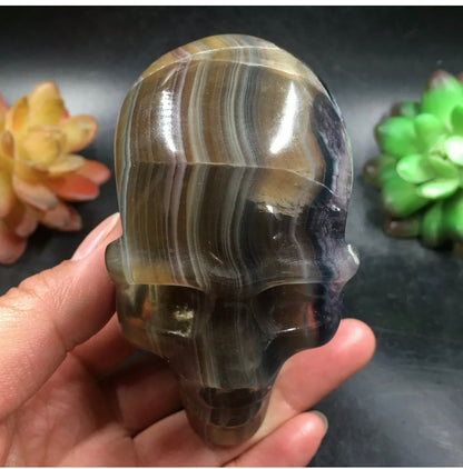 Natural Fluorite gemstone carved Skull