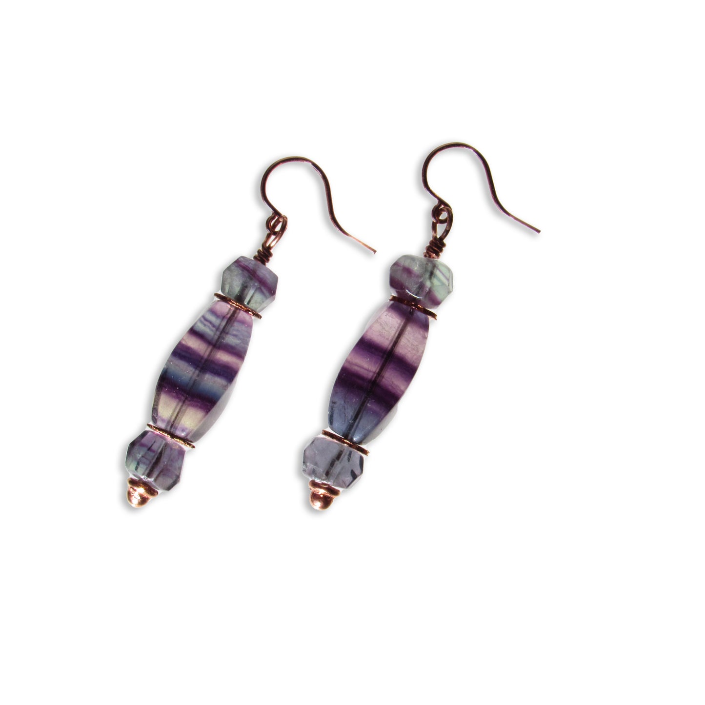 Rainbow Fluorite and Copper Earrings