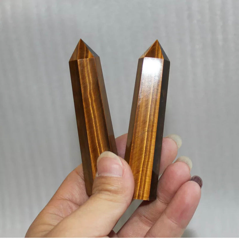 Natural Tiger's Eye Gemstone Healing Crystal Point Wand