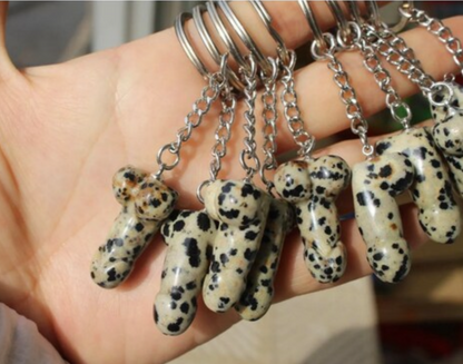 Natural Dalmatian Jasper Penis Keychain/Keyring