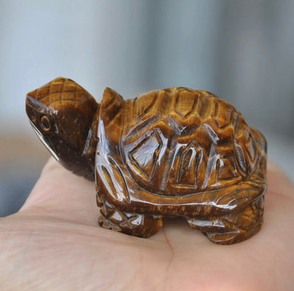 Natural Tiger Eye Turtle Figurine