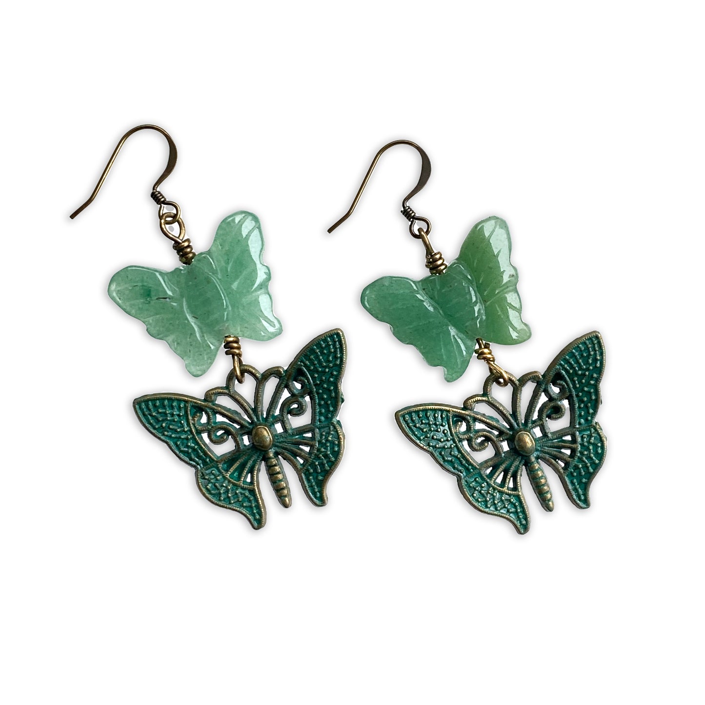 Green Aventurine gemstone Butterfly Earrings