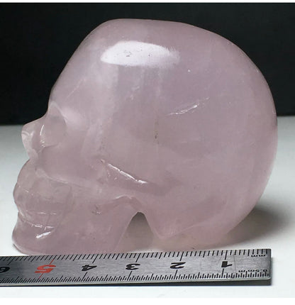 Natural Rose Quartz gemstone Carved Skull Figurine