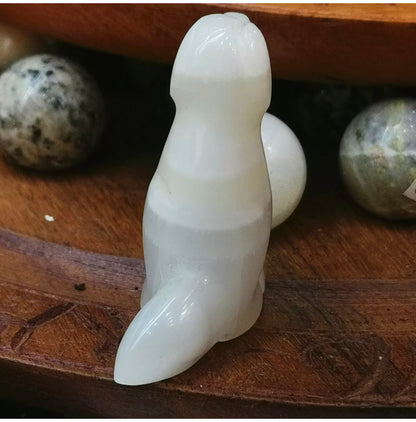 Natural white Jade gemstone dog