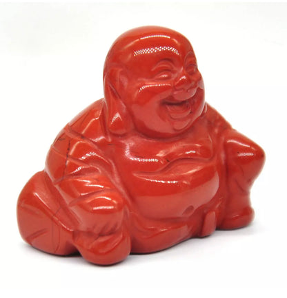 Natural Red Jasper Crystal Laughing Buddha