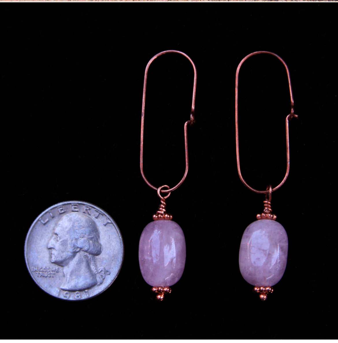 Natural Morganite gemstone Earrings Hand Wrapped with Genuine Copper