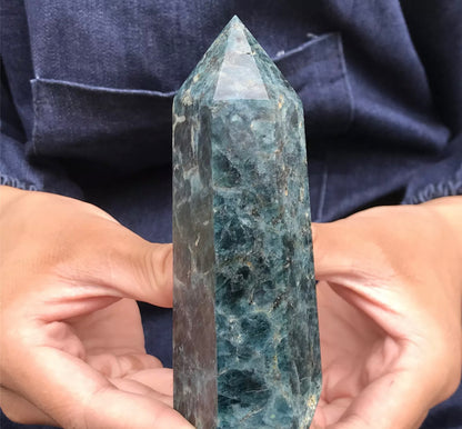 Natural Blue Apatite gemstone Tower Point Obelisk