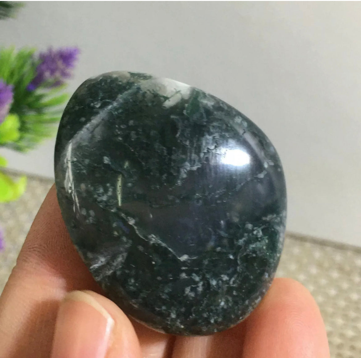 Natural Free Form Moss Agate Gemstone Semiprecious Rock