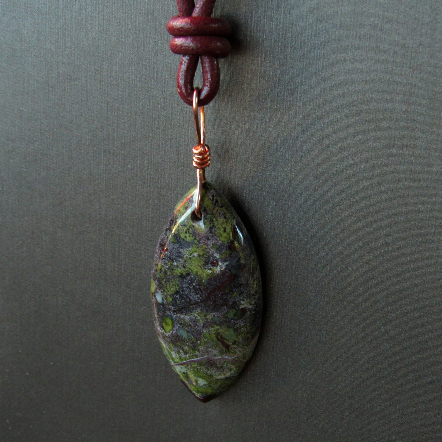 Dragon’s Blood Jasper gemstone on Leather Necklace