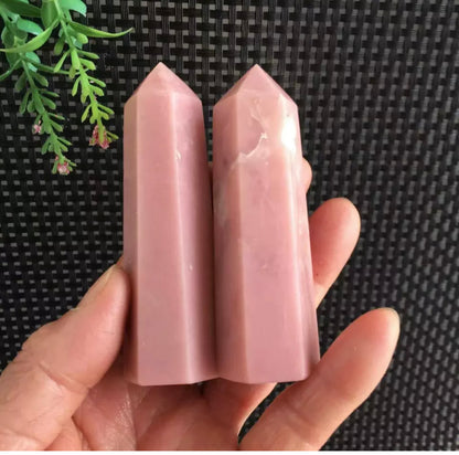 Natural Pink Opal gemstone Crystal Wand Point