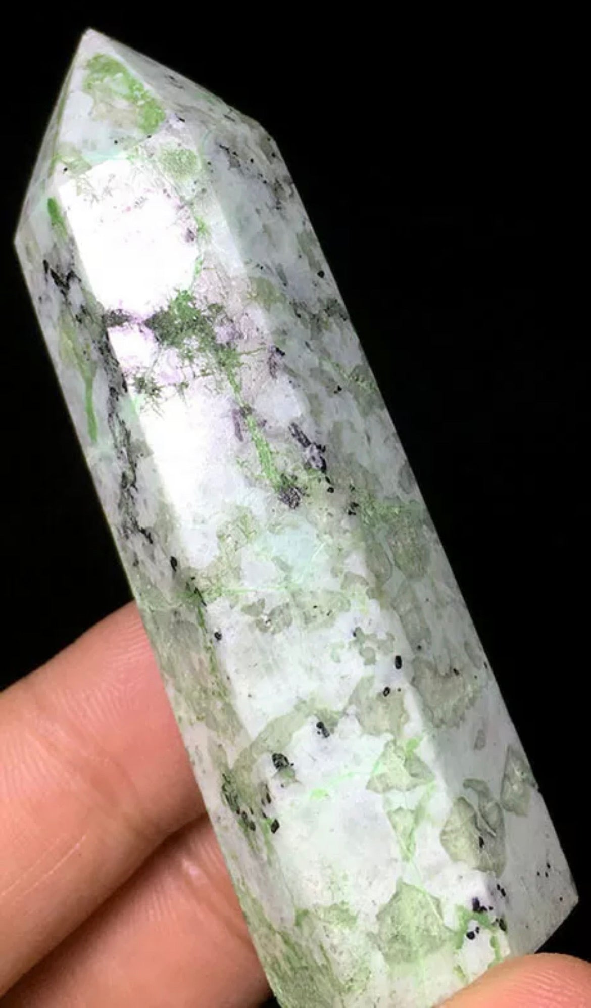 Natural Green Moonstone Tower, Point, Wand