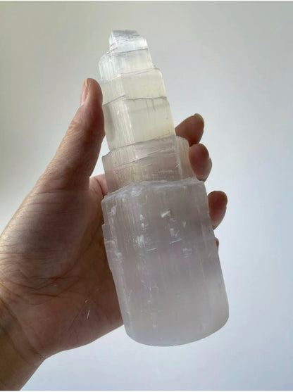 Large Selenite Gemstone Crystal Tower 6" Tall