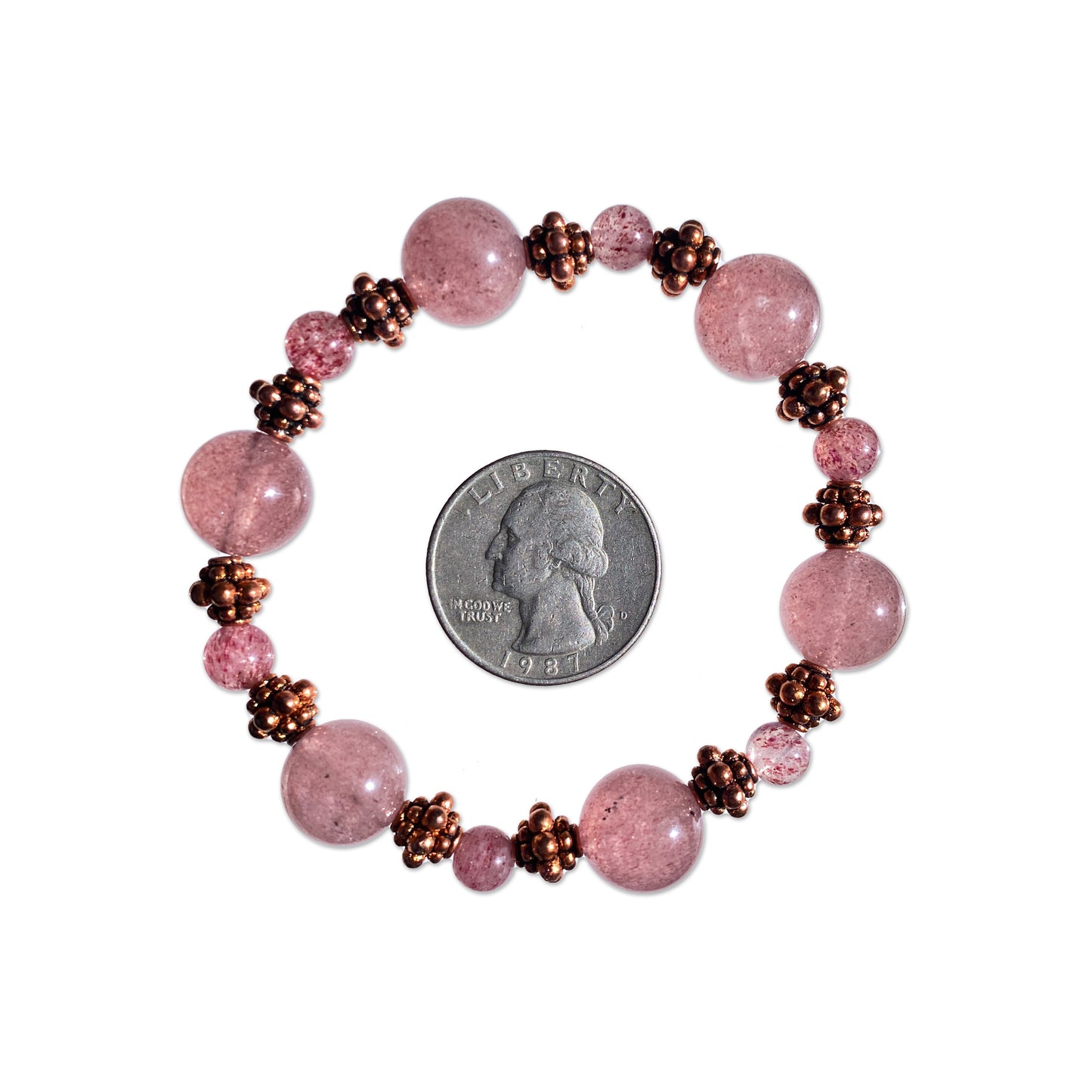 Strawberry Quartz and Copper Bracelet