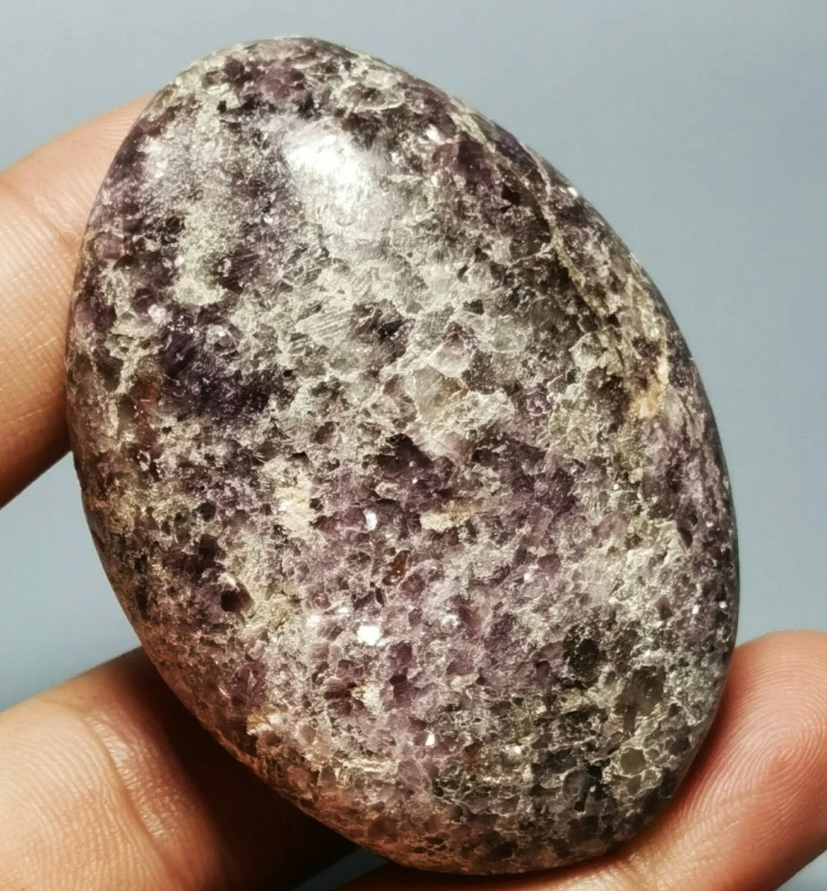 Natural Lepidolite Lithium Mica Polished Palm Stone