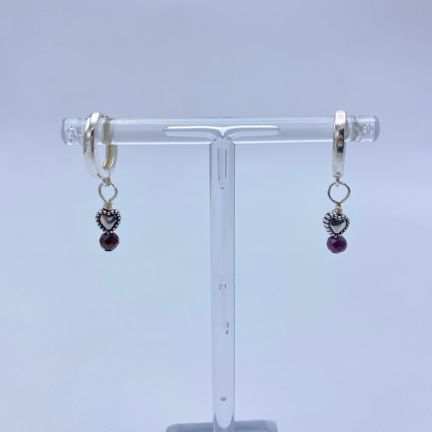 Sterling Silver genuine Ruby gemstone Earrings