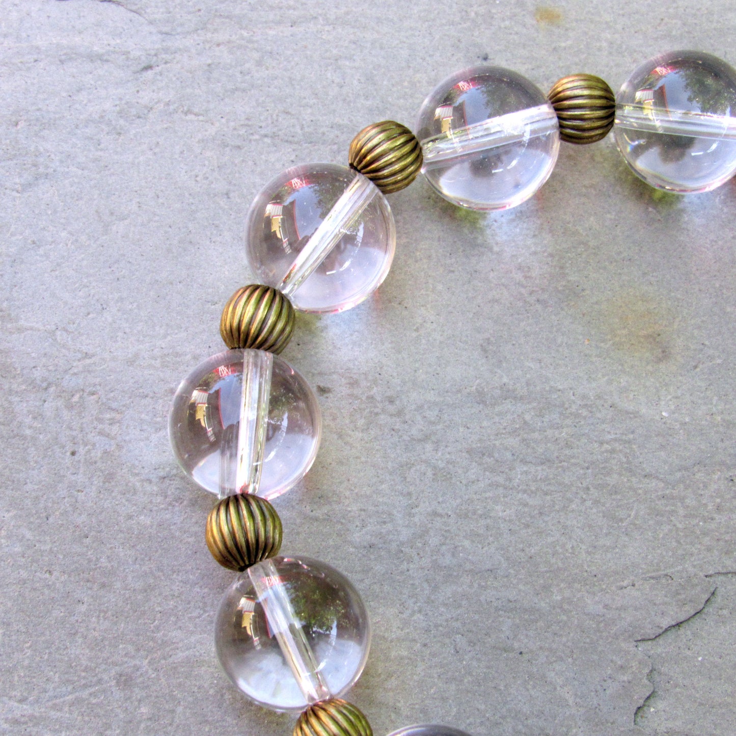 Clear Quartz and Brass Bracelet