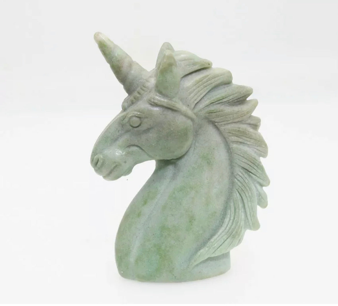 Natural Green Jasper gemstone carved Unicorn