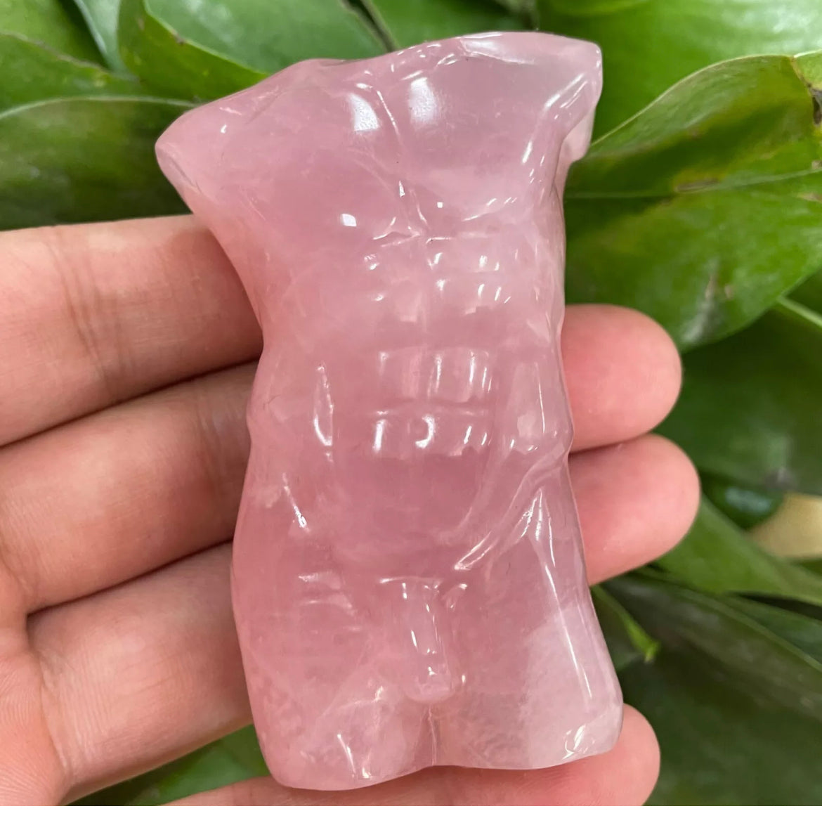 Genuine Natural pink rose quartz male model carved crystal