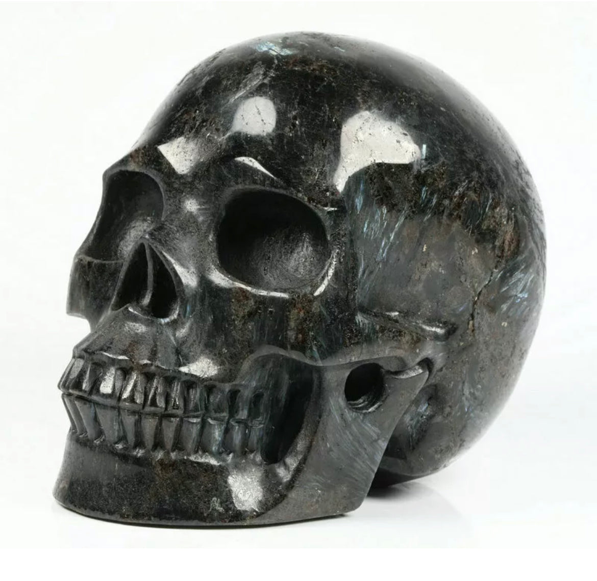 Natural Astophyllite Carved Crystal gemstone Skull figurine