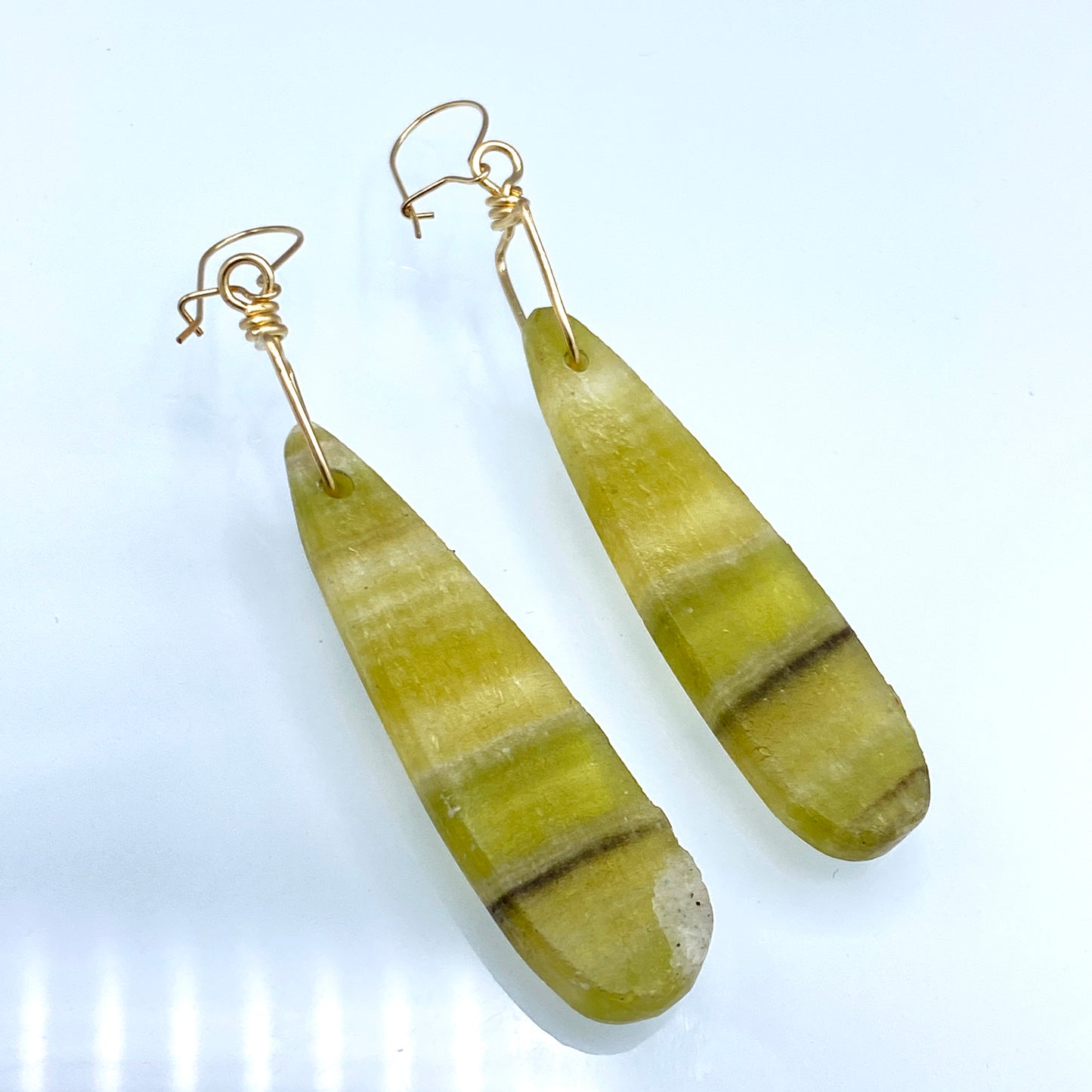 Yellow Fluorite gemstone Drop Earrings