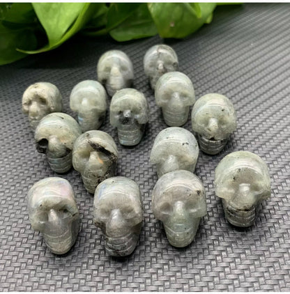 Natural Labradorite Mini Skull gmestone crystal Figurine