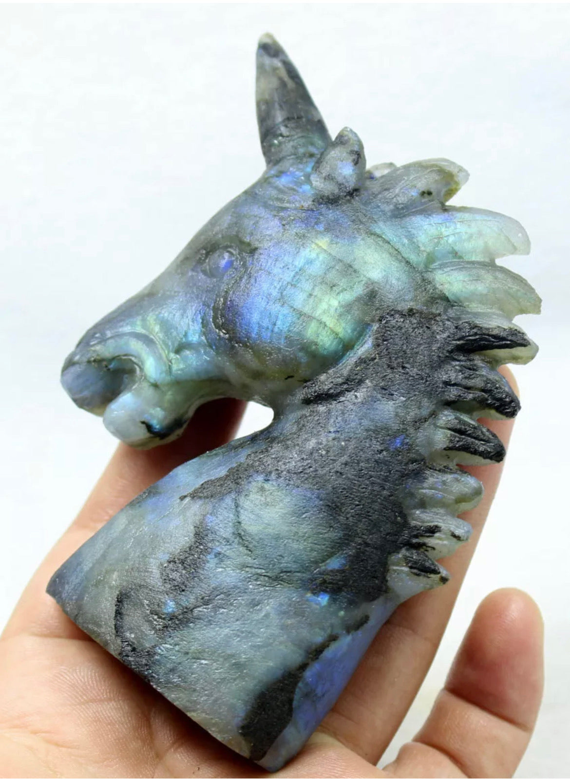 Natural labradorite carved unicorn