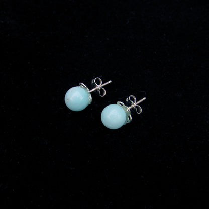 Aquamarine Gemstone stud earrings on Sterling Silver