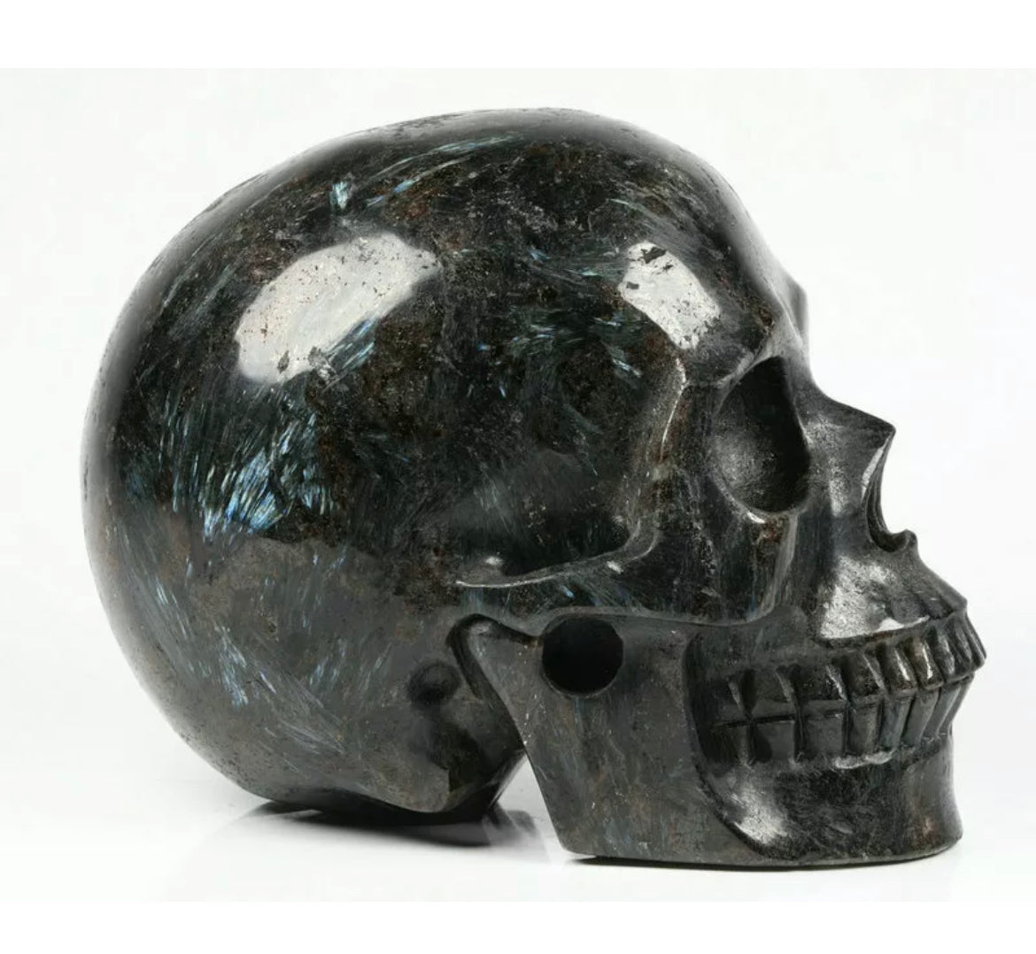 Natural Astophyllite Carved Crystal gemstone Skull figurine