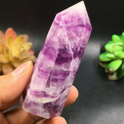 Natural Purple Fluorite Crystals Wand