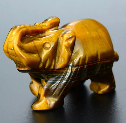 Natural Tiger’s Eye gemstone carved Elephant Figurine