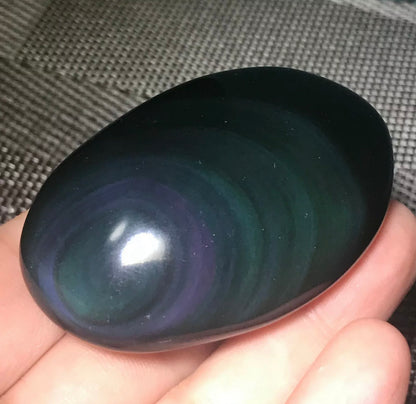 Natural Rainbow Obsidian Palm Stone