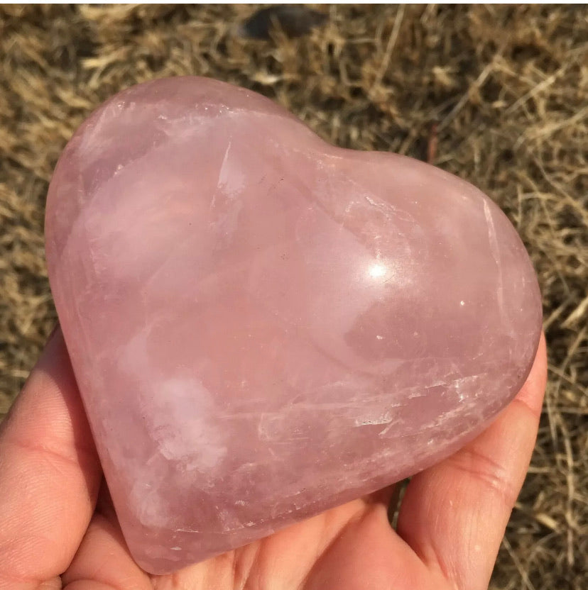 Natural Pink Rose Quartz gemstone crystal heart healing