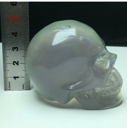 Exquisite fluorite gemstone carved Skull