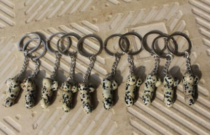 Natural Dalmatian Jasper Penis Keychain/Keyring