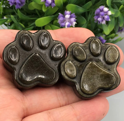 Natural Gold Obsidian gemstone carved Paw