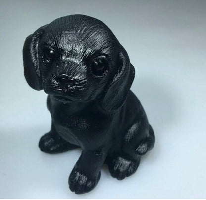 Black Obsidian Labrador Retriever crystal figurine