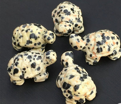 Natural Dalmatian Jasper gemstone carved turtle Figurine