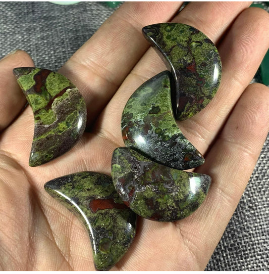 Natural dragon bloodstone gemstone crescent moon