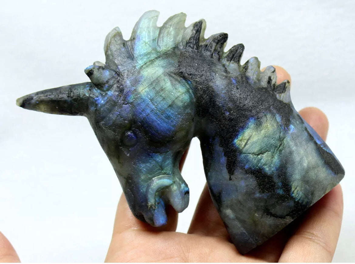 Natural labradorite carved unicorn