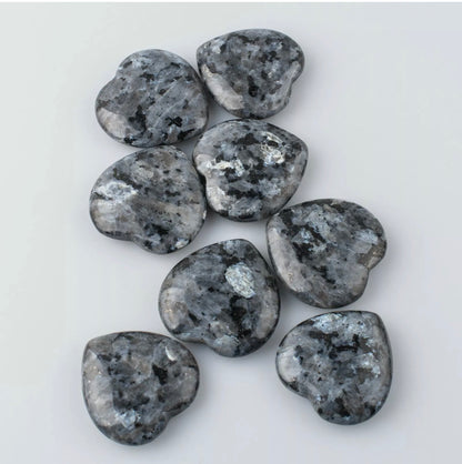 Natural Larvikite heart palm stones