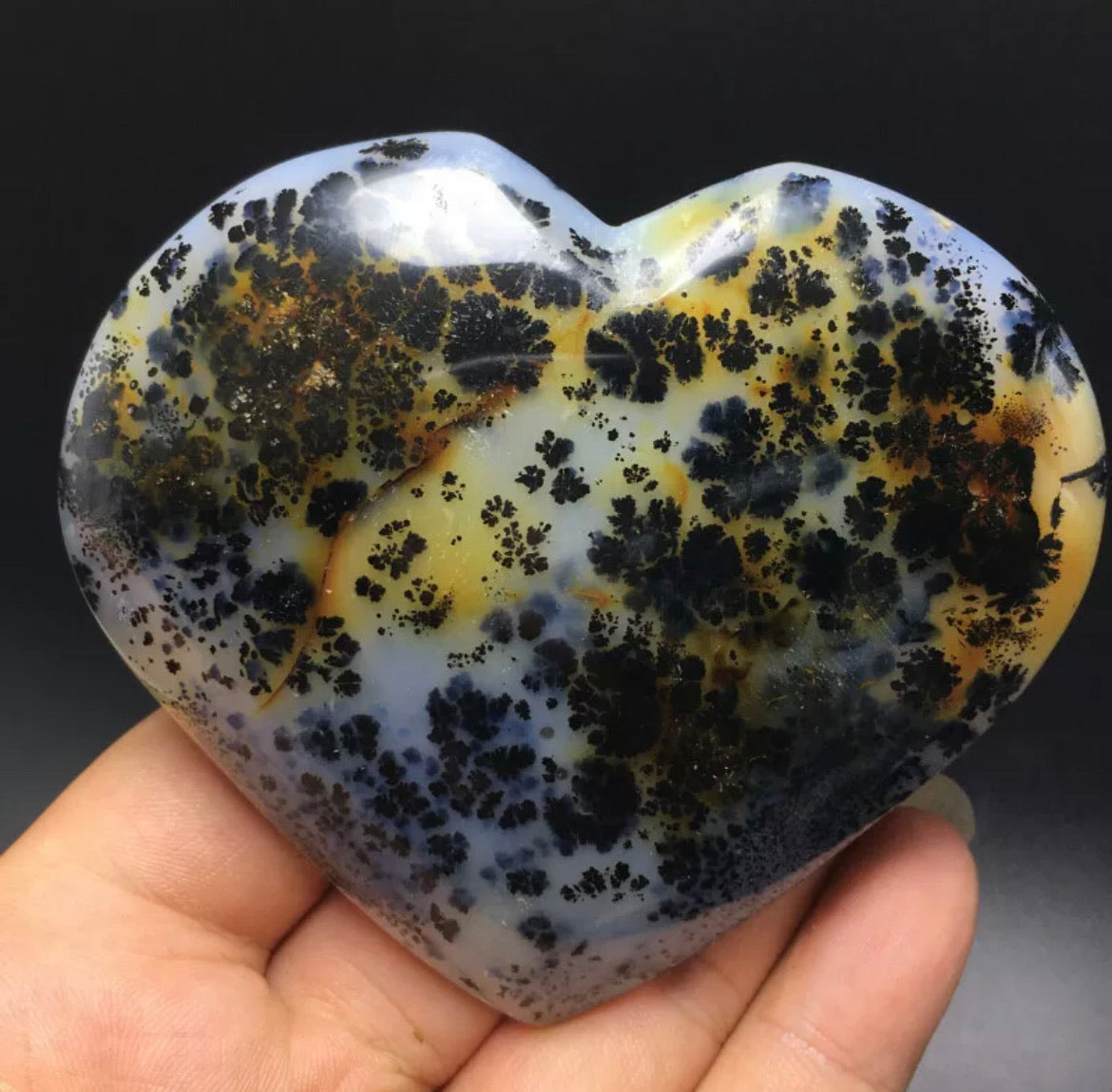 Natural Rare Aquatic Agate Large Heart